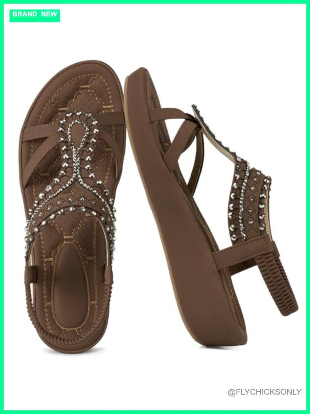 Womens Wedge Sandals Slip On Faux Leather Rhinestone Casual Wedding